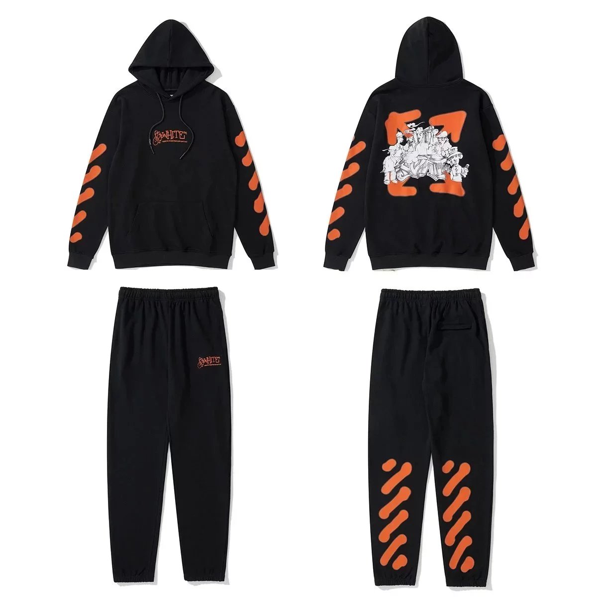 Orange black sports suit 002