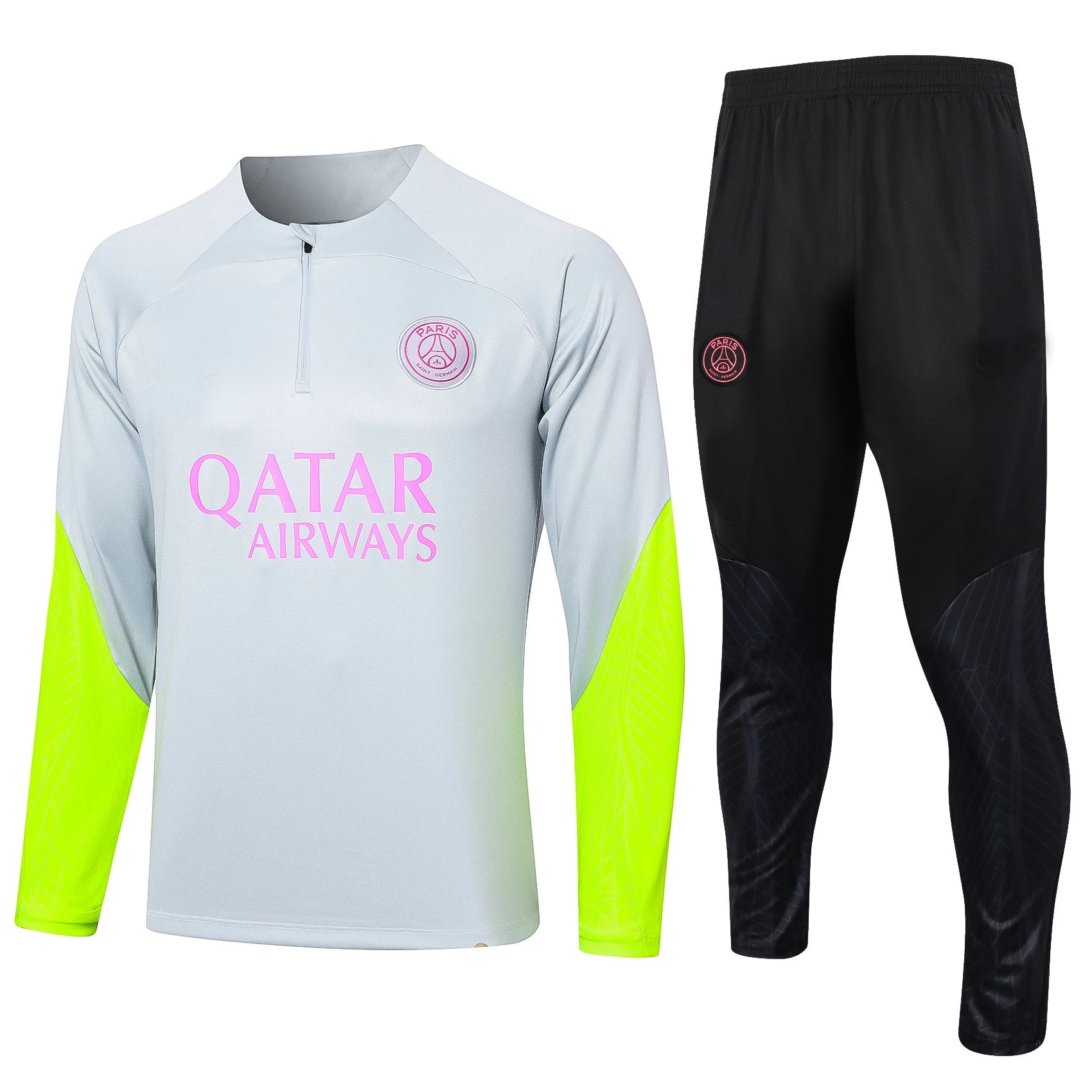 Half-pull Paris light gray (sleeves fluorescent green）2324