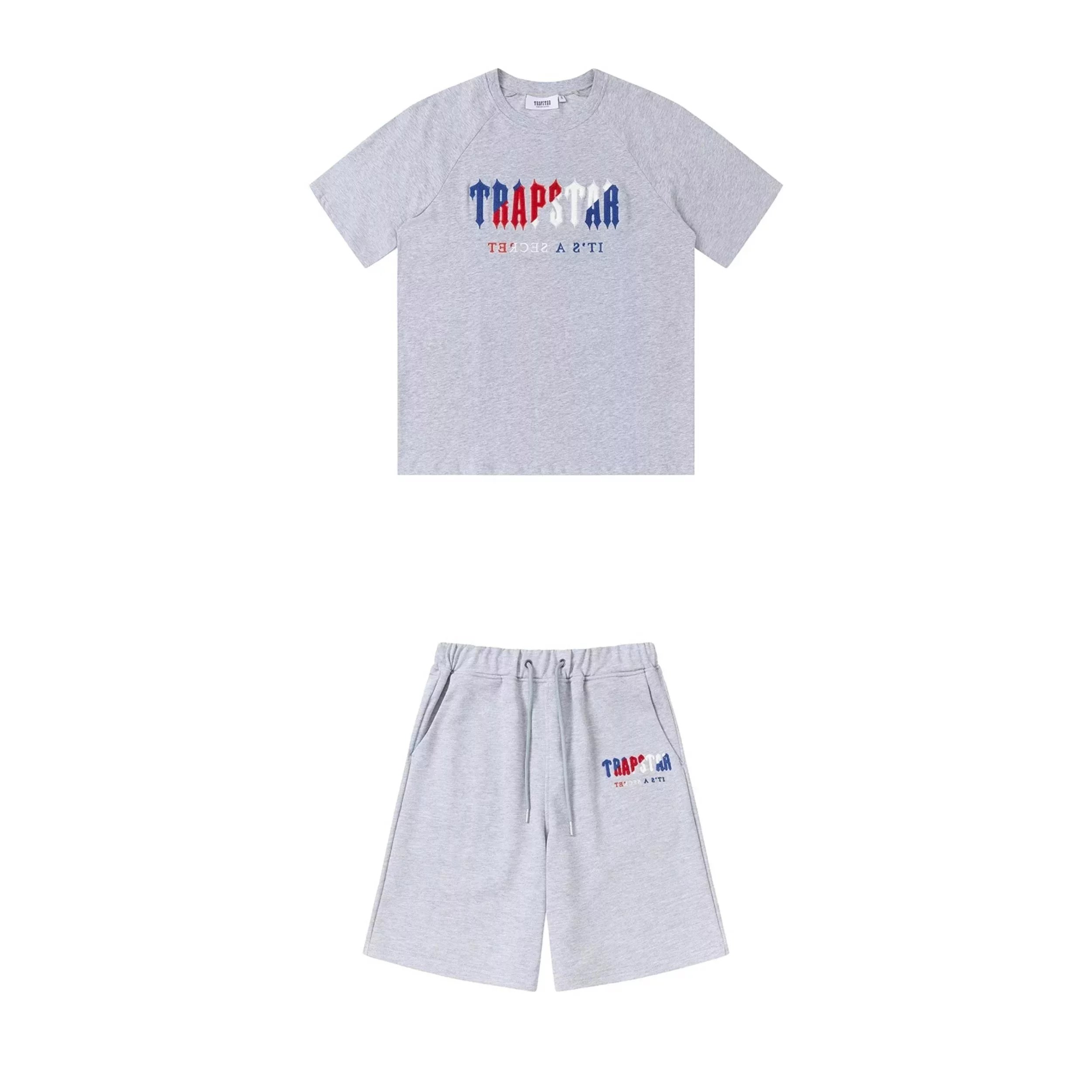 Gray with blue, red, and white embroidery 002
