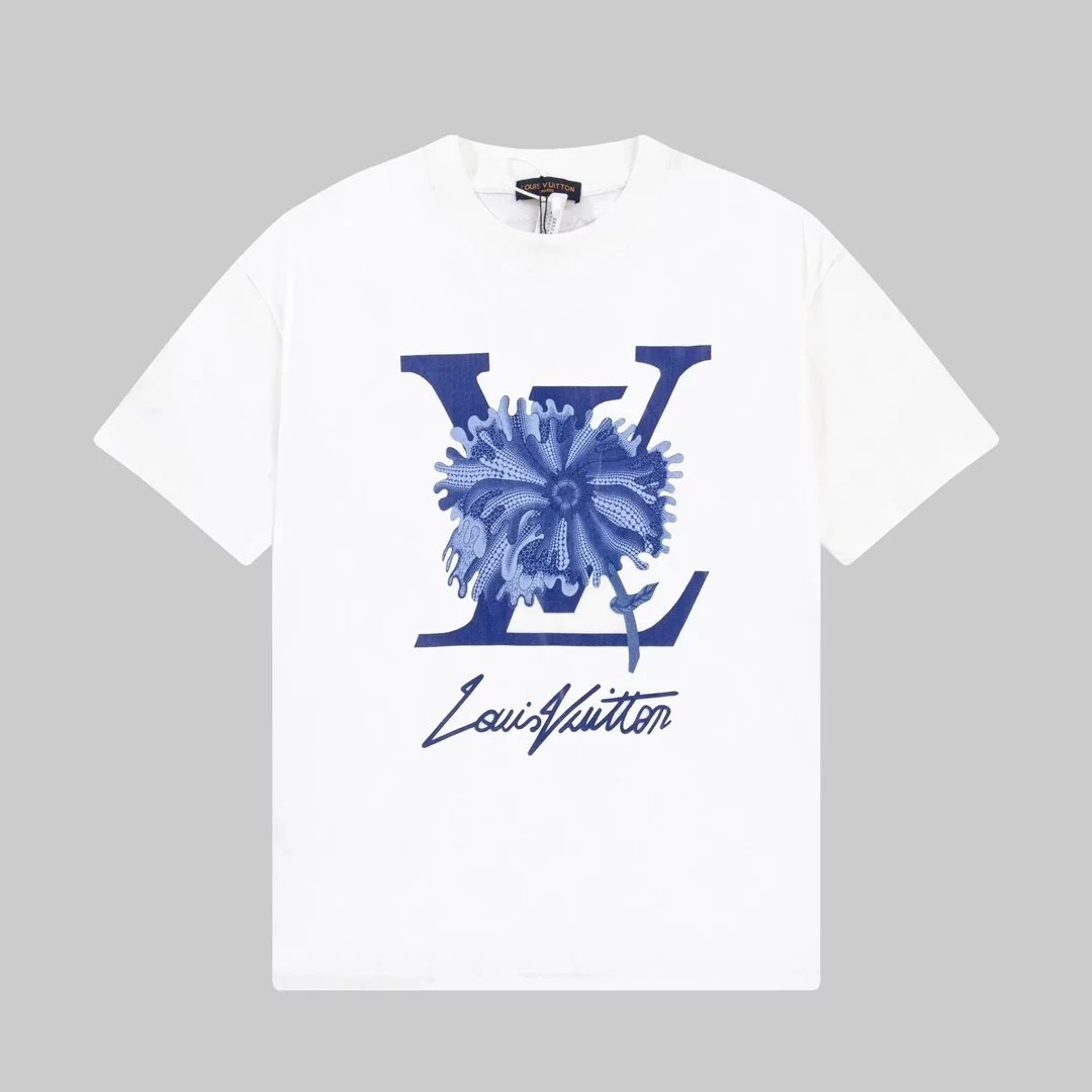 White with blue flowers, label 002