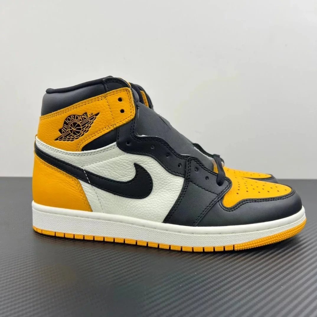 Genuine product made in Dongguan AJ 1 Black and Yellow Toe Taxi 