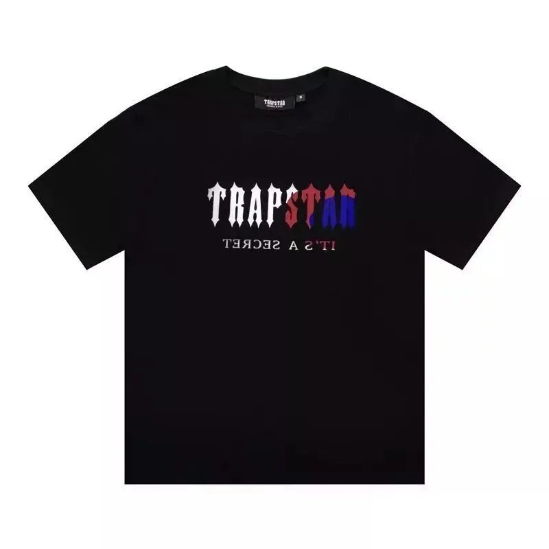 black background white red blue print 002