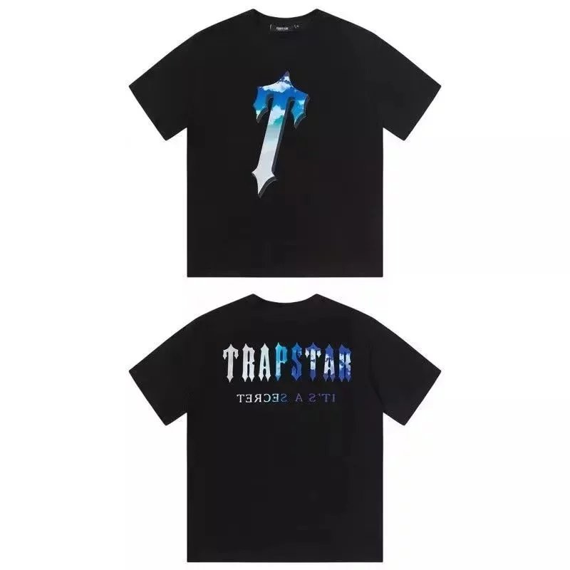 Black Blue and White Gradient Print 002