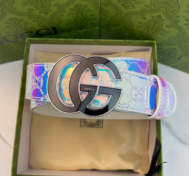 Gucci Interlocking G Holographic Belt Shiny Accessory Multicolor