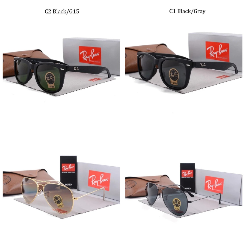 Ray-Ban Wayfarer and Aviator Classic Sunglasses Black and Gold