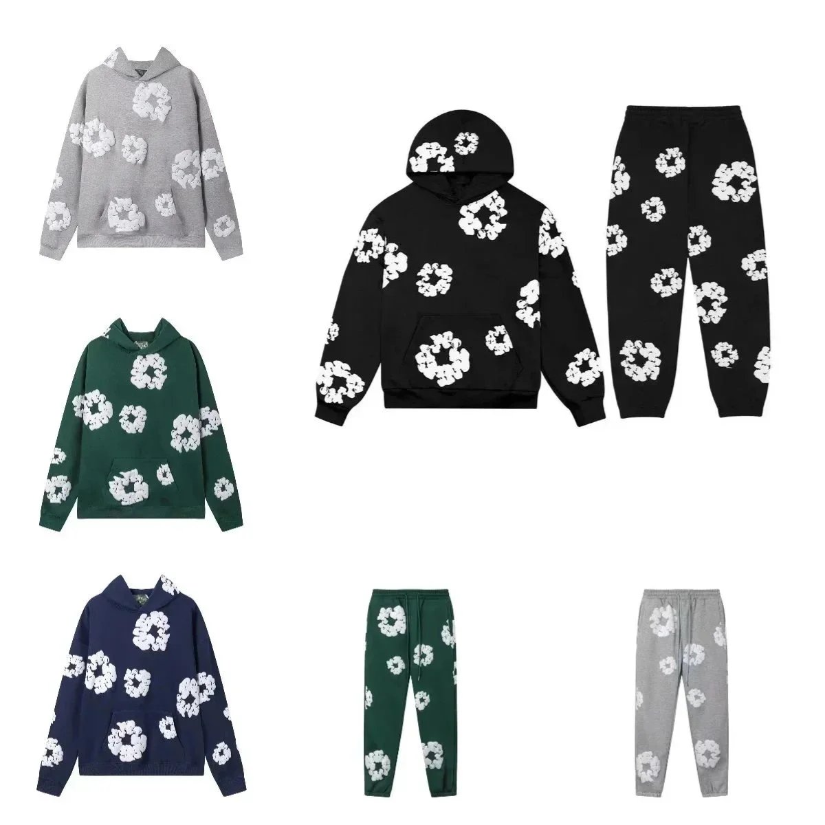 Design Floral Print Oversized Streetwear Matching Set Multicolor