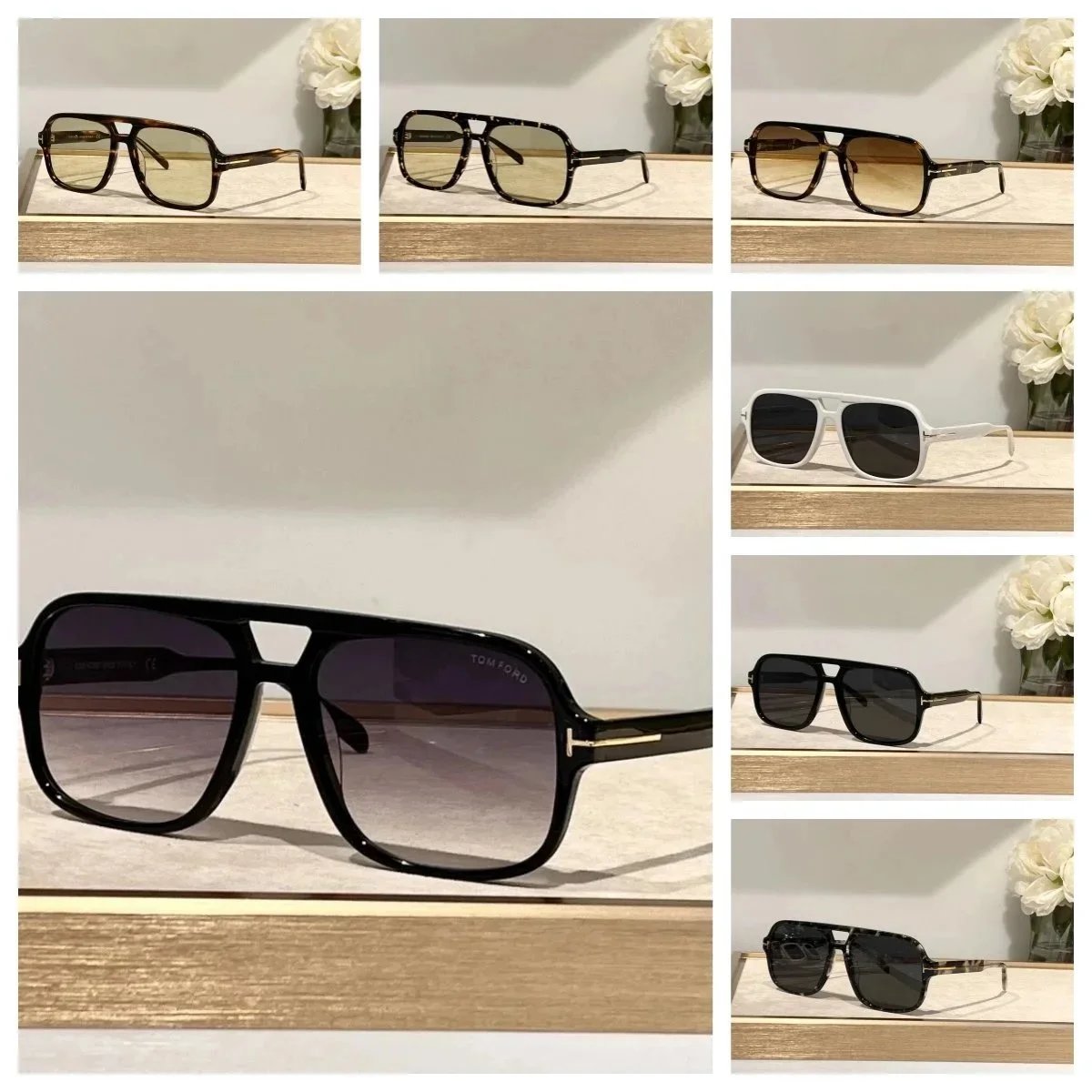 Tom Ford FT0957 Oversized Aviator Sunglasses Black