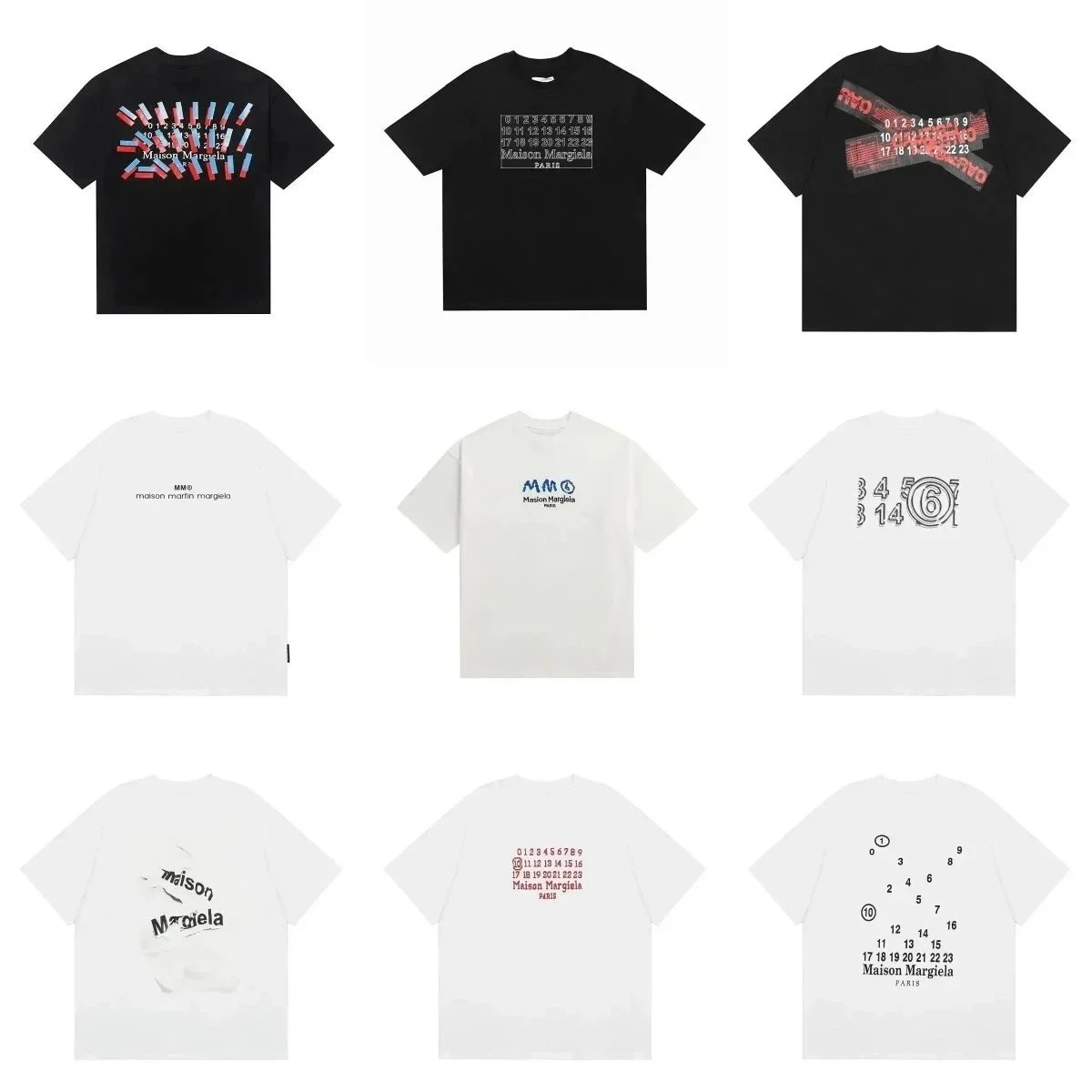 Maison Margiela MM6 Graphic Print Oversized T-Shirt Collection Black and White
