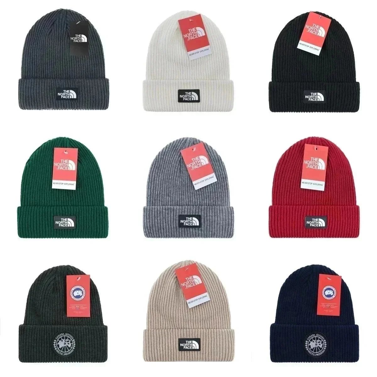 The North Face TNF Cuffed Beanie Knit Winter Hat Multicolor