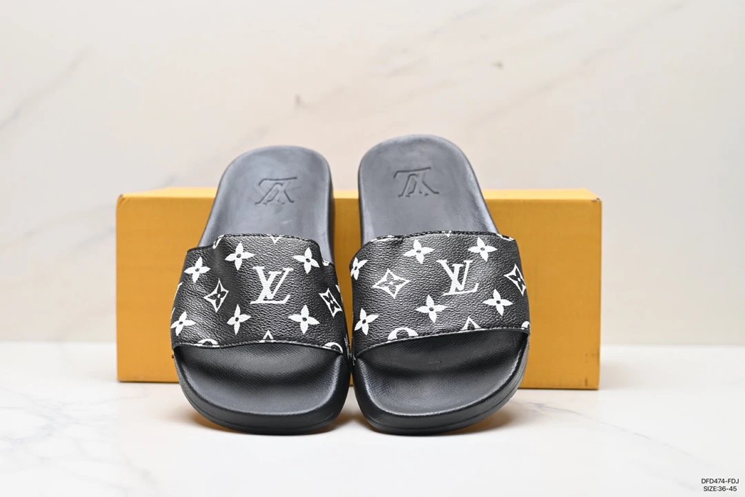 Louis Vuitton LV Monogram Casual Slides Black and White
