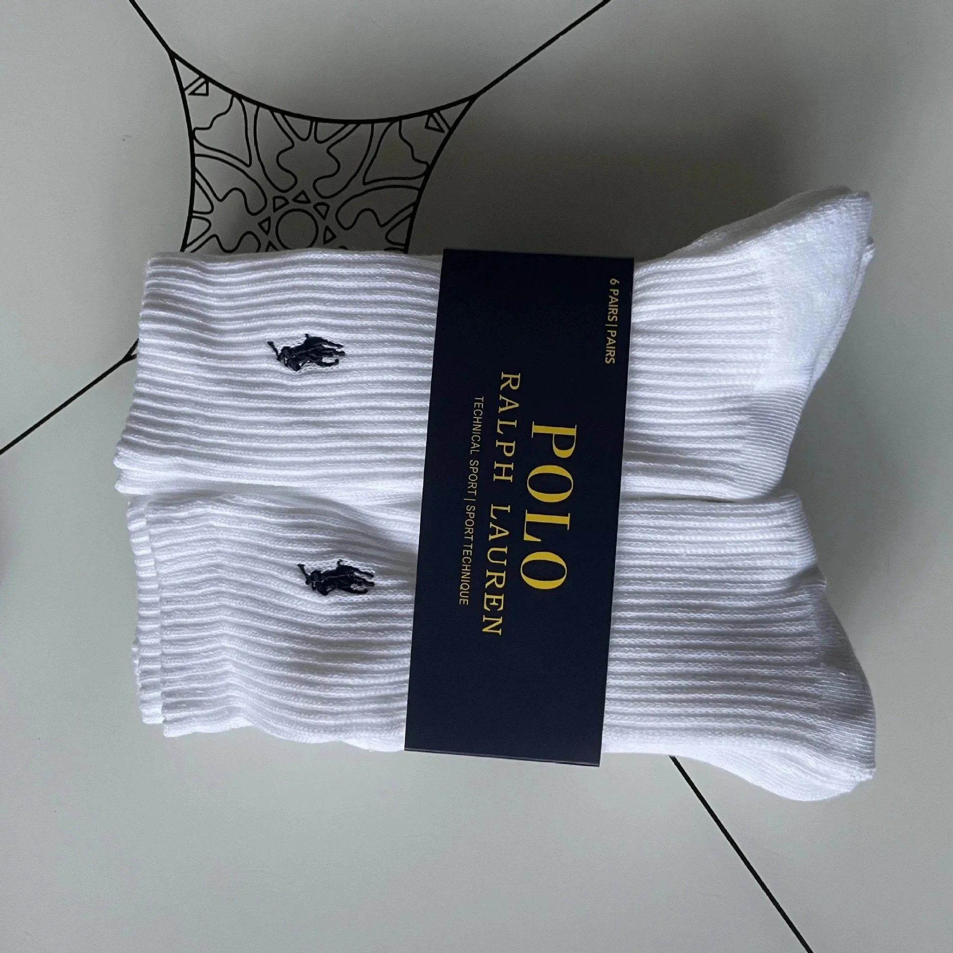 Polo Ralph Lauren Technical Sport Ribbed Crew Socks White