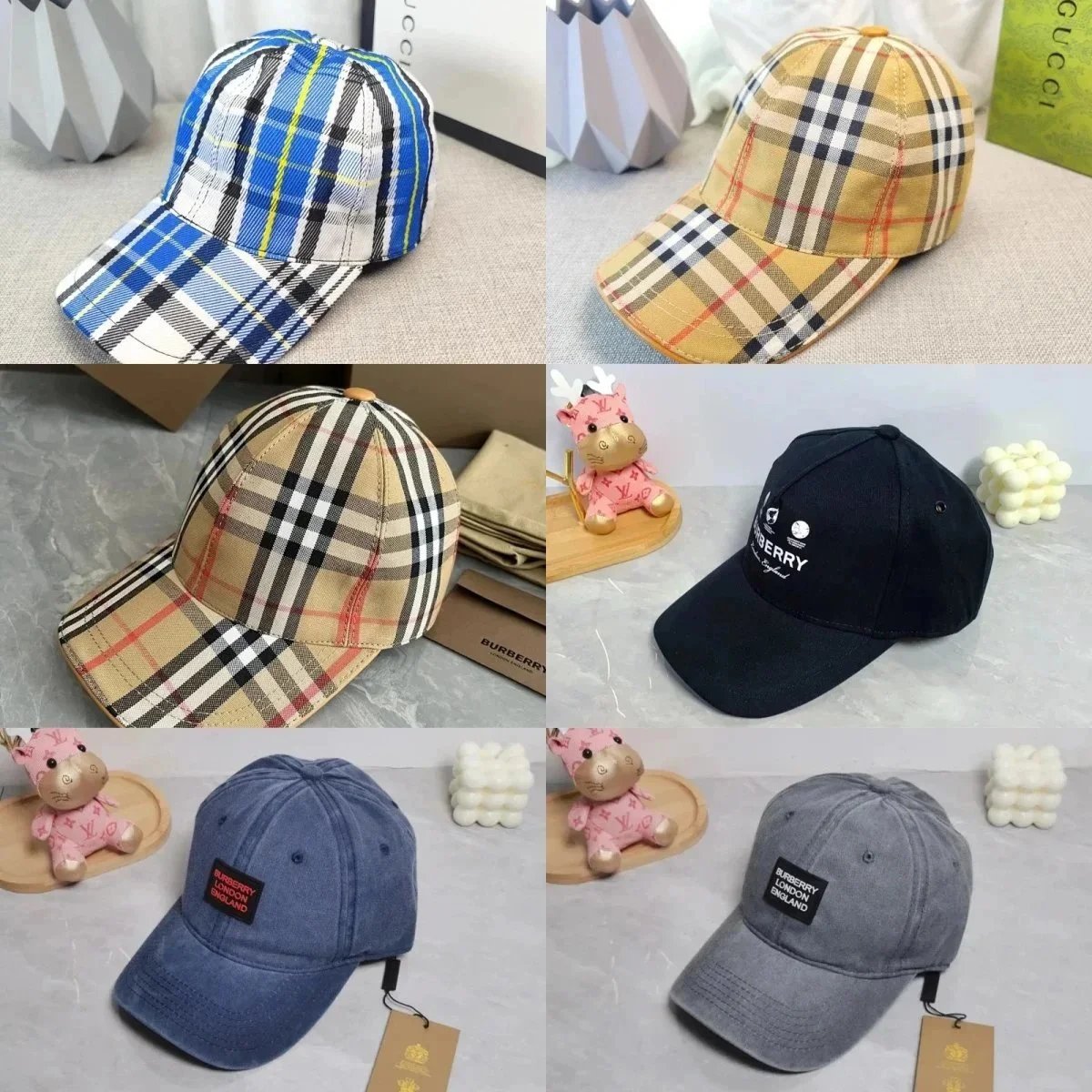 Burberry Check Print Classic Baseball Cap Multicolor