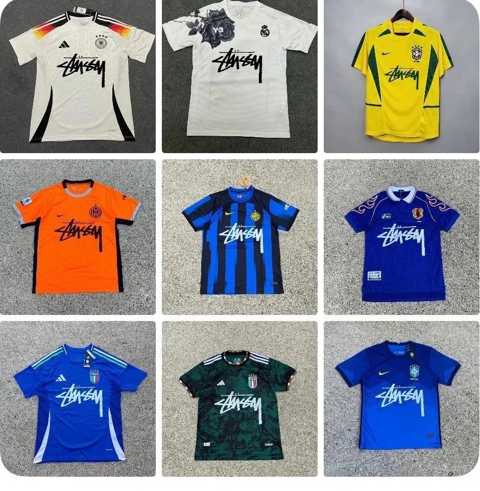 Stussy Graphic Football Jersey Retro Soccer Shirt Multicolor