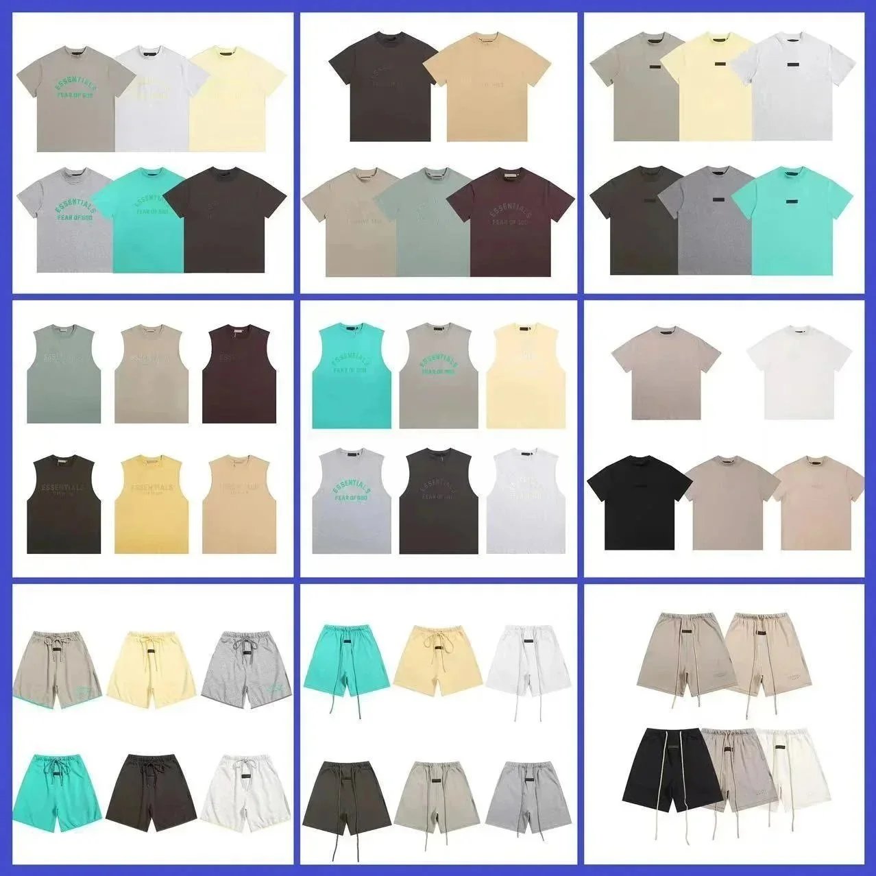 Fear of God FOG Essentials Collection Oversized Streetwear T-Shirts and Shorts Multicolor