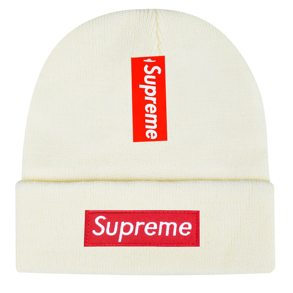 Supreme Box Logo Beanie Streetwear Knit Beanie White