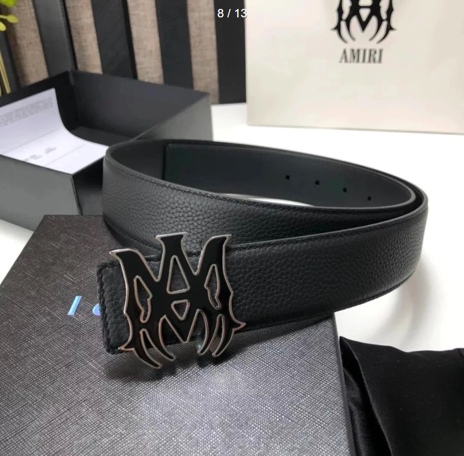 Amiri MA Plaque Leather Belt Black