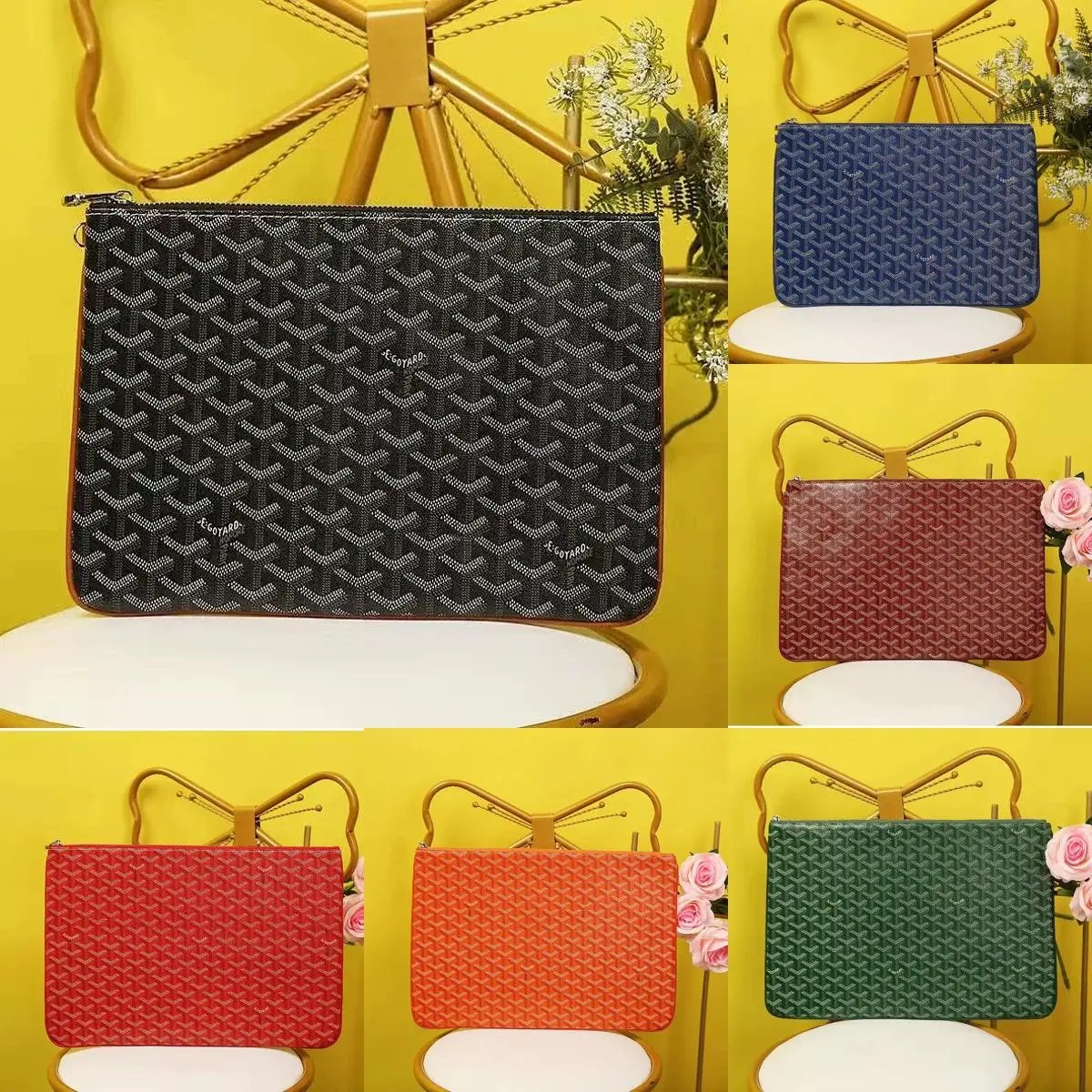 Goyard Senat Pouch Classic Canvas Clutch Bag Multicolor