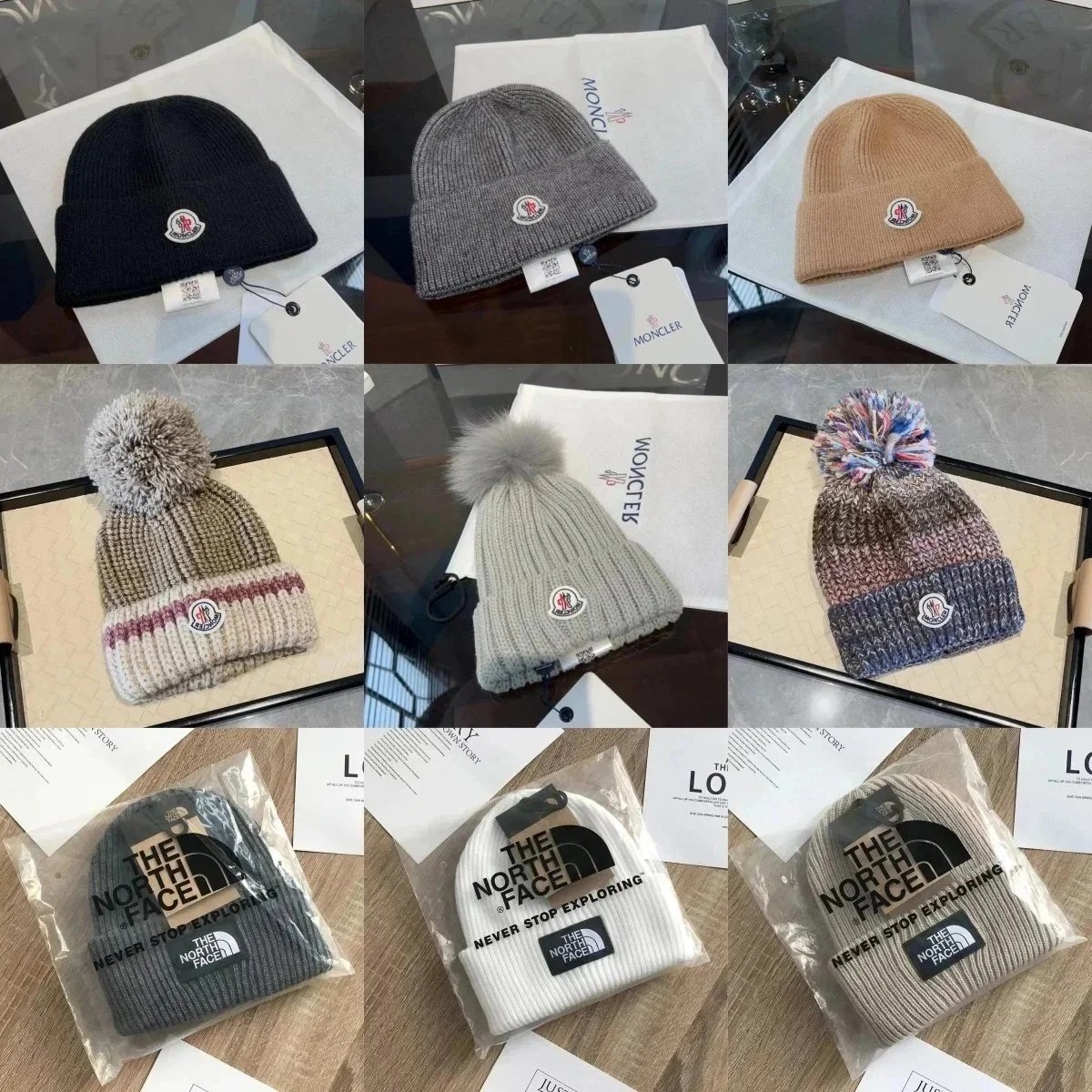Moncler Ribbed Beanie Knit Hat Multicolor