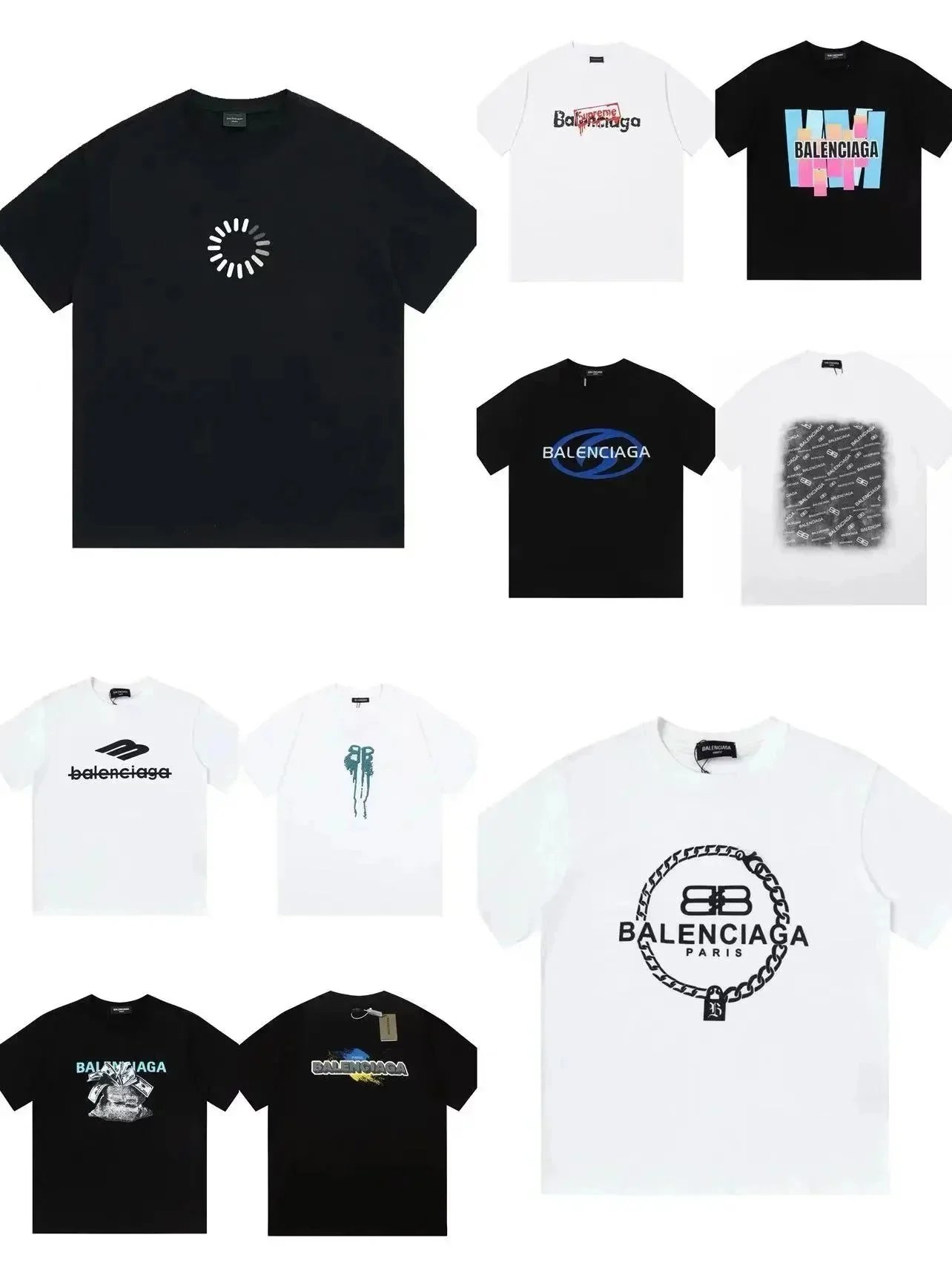 Balenciaga Graphic Print Oversized T-Shirt Multicolor