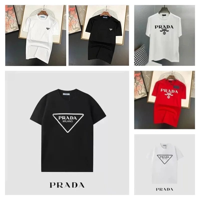 Prada Triangle Graphic Cotton T-Shirt Multicolor