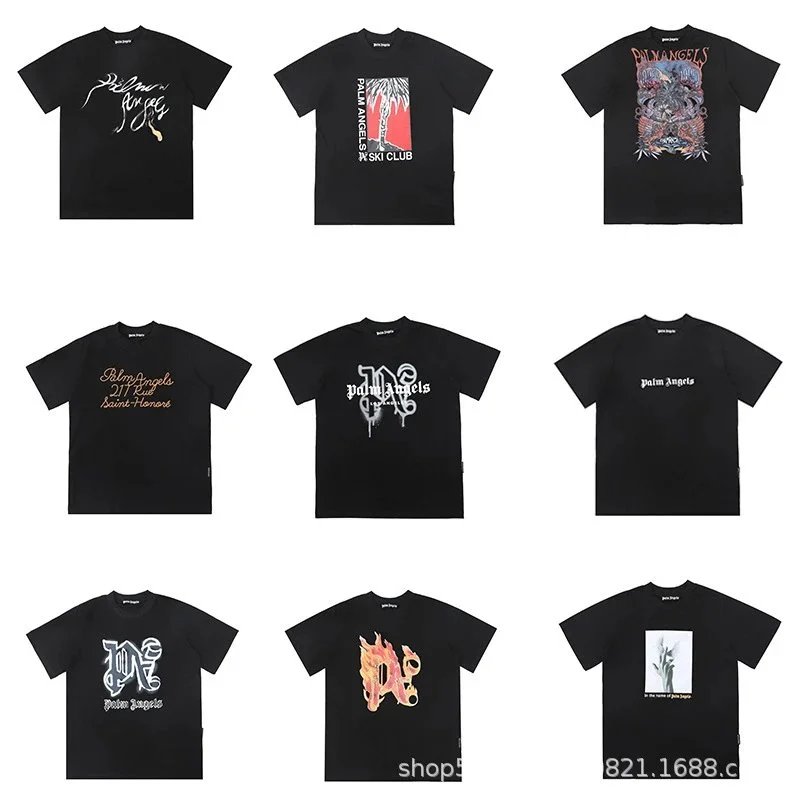 Palm Angels Graphic Print Oversized Tee Black