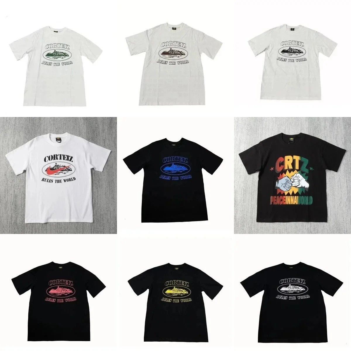 Corteiz CRTZ Rules The World Graphic Streetwear T-Shirt Multicolor