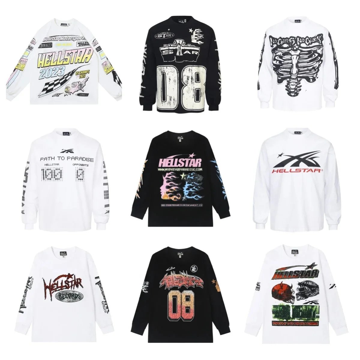 Hellstar Graphic Long Sleeve Cotton T-Shirt Multicolor
