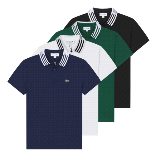 Lacoste Striped Collar Petit Piqué Classic Polo Shirt Multicolor