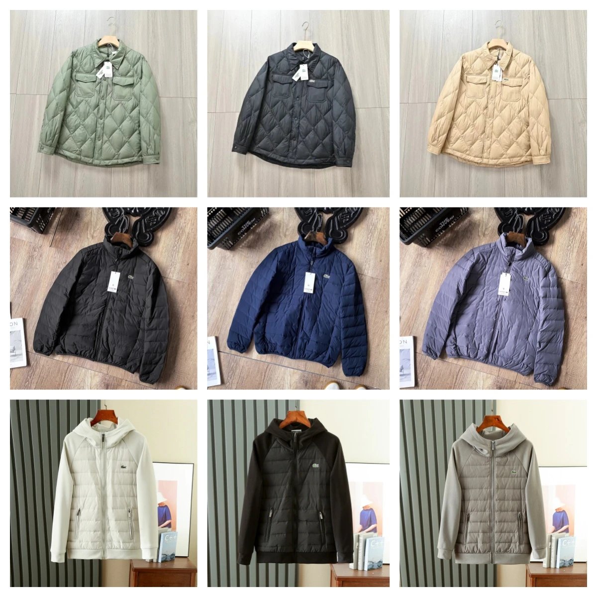 Lacoste Quilted Puffer Jacket Lightweight Casual Outerwear Multicolor
