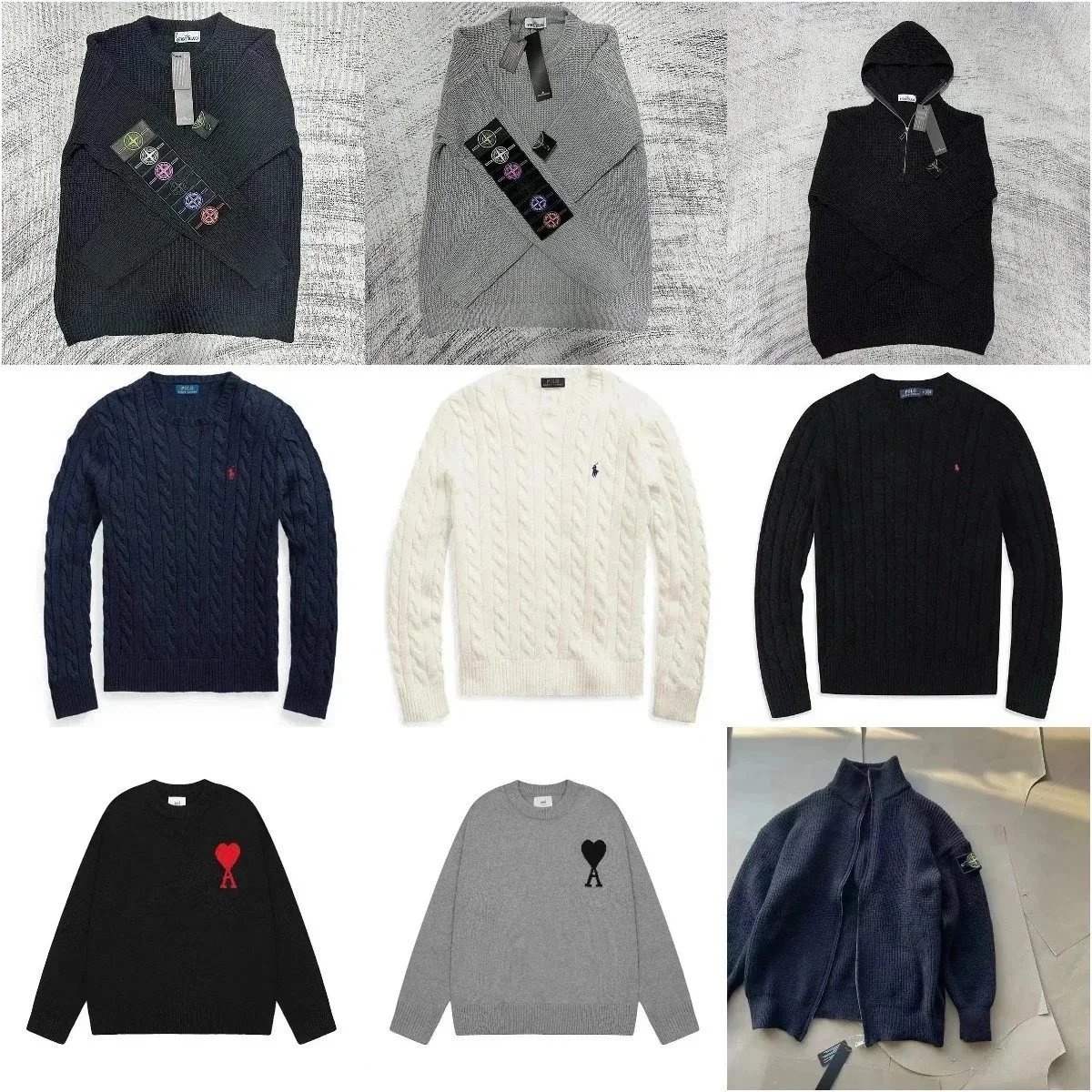 Stone Island Knitwear Casual Sweater Black Gray