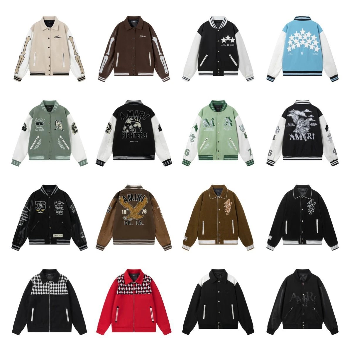 Amiri Varsity Jacket Collection Graphic Streetwear Jackets Multicolor