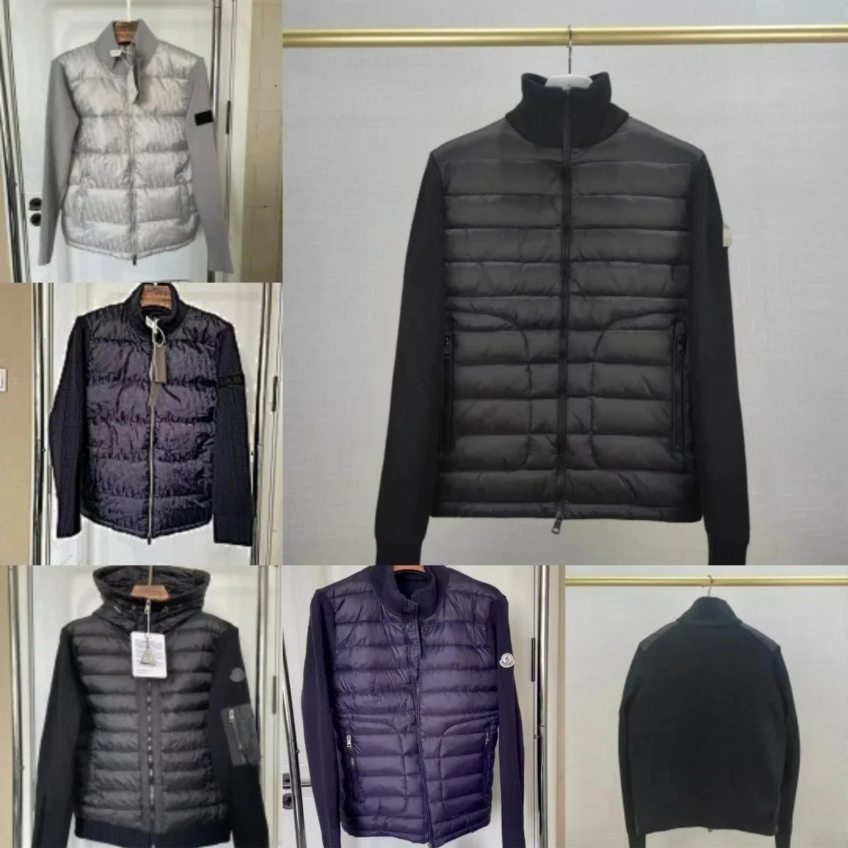 Moncler Hybrid Cardigan Puffer Jacket Black