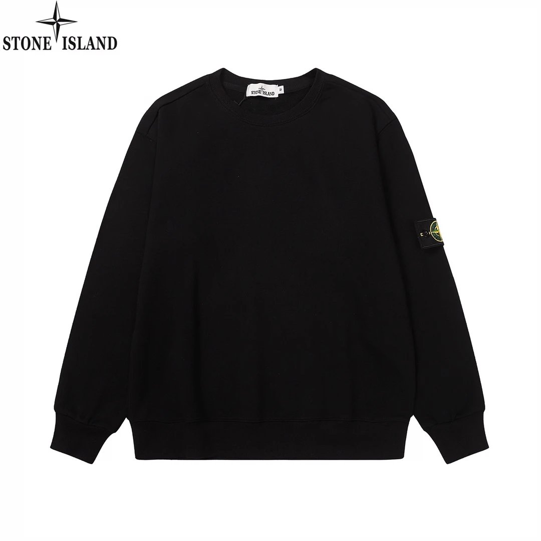 Stone Island Crewneck Sweatshirt Casual Cotton Pullover Black