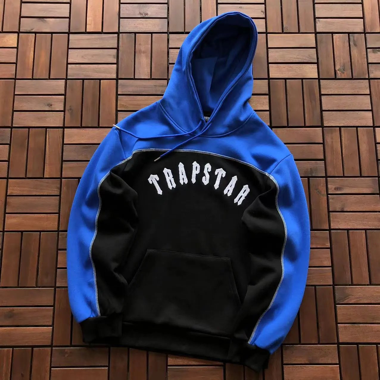 Trapstar Chenille Arch Hoodie Streetwear Sweatshirt Blue and Black