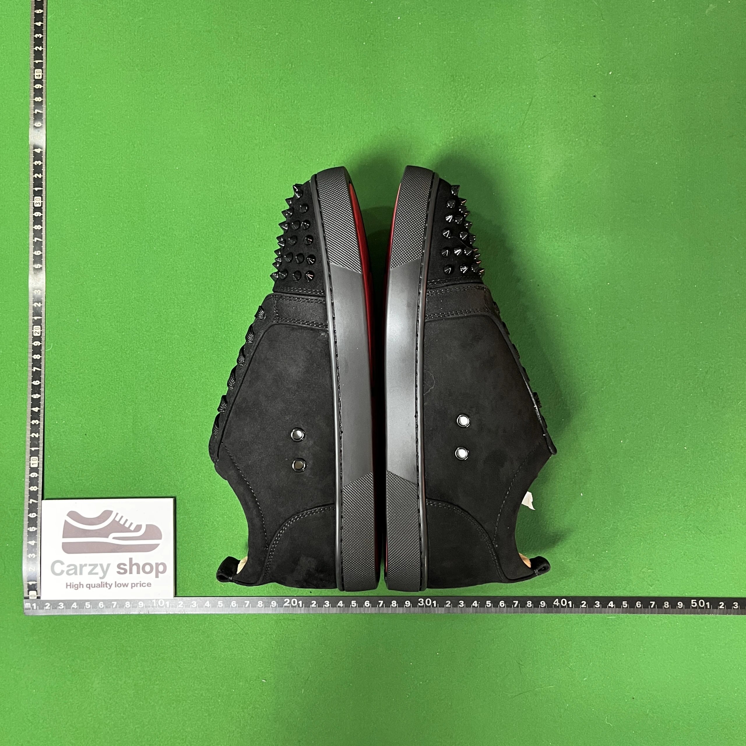 Christian Louboutin CL Louis Junior Spikes Suede Sneakers Black