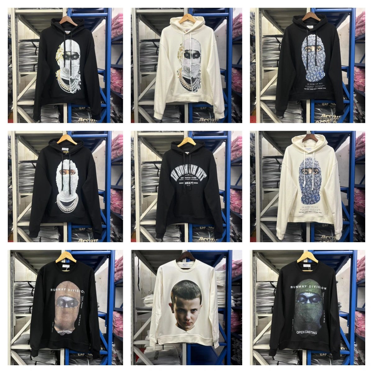 Ih Nom Uh Nit Graphic Print Streetwear Hoodie Black and White