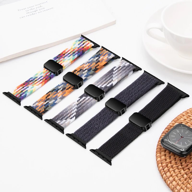 Design Braided Solo Loop stretchy watch strap Multicolor