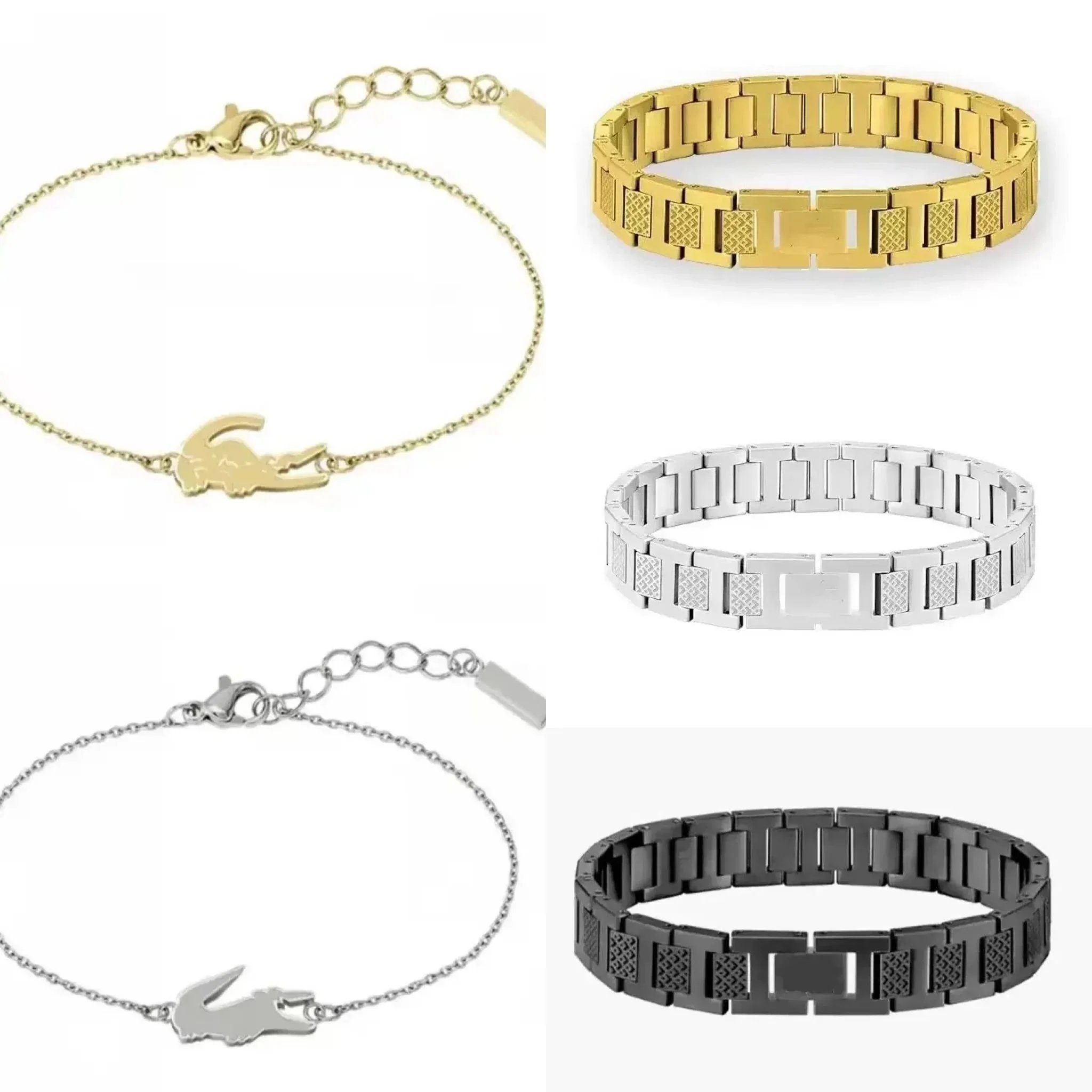 Lacoste Crocodile Charm Minimalist Bracelet Gold and Silver