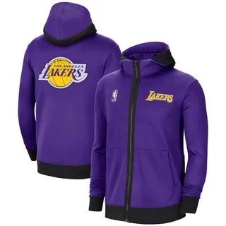 Nike Los Angeles Lakers Showtime Full-Zip Basketball Hoodie Purple