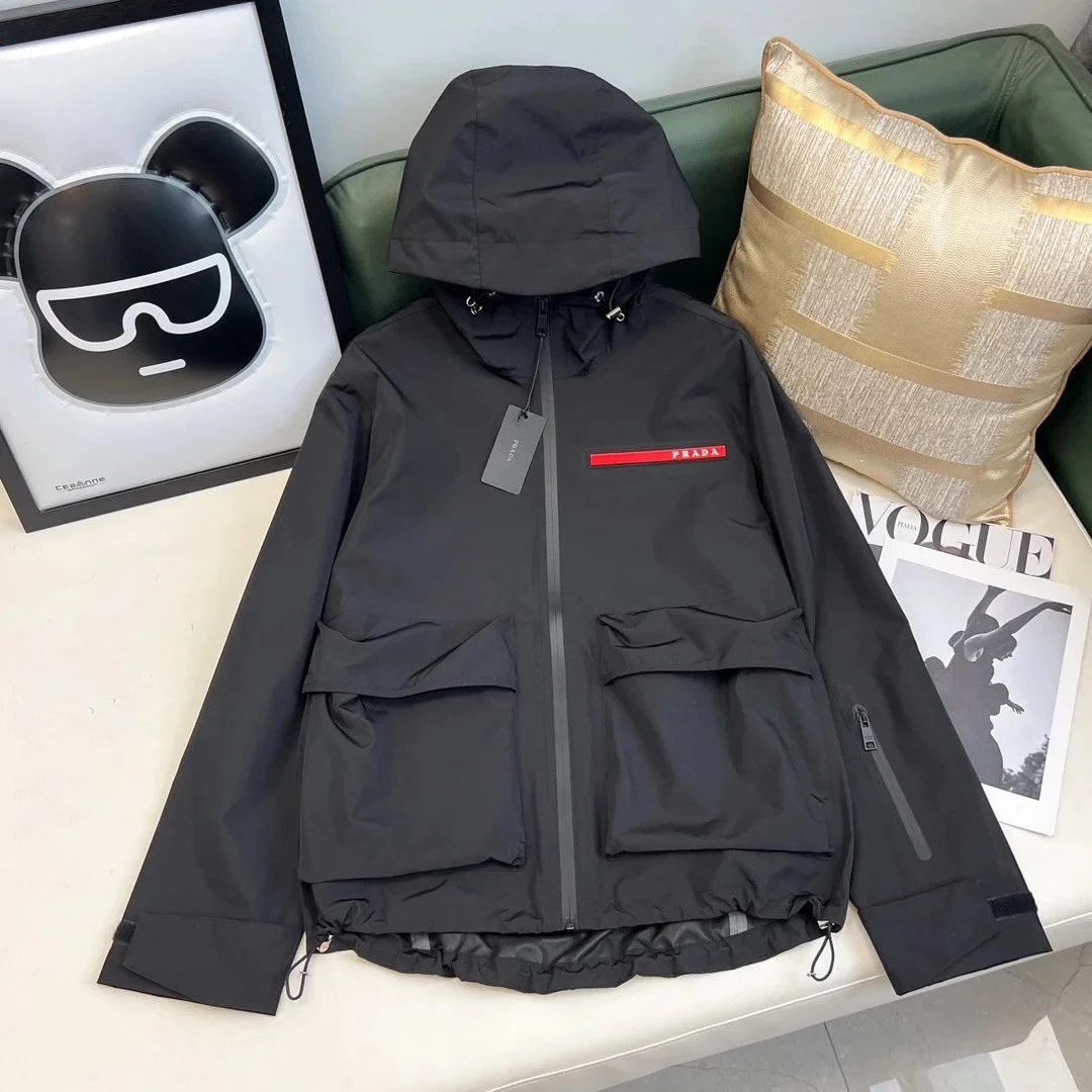 Prada Technical Fabric Hooded Jacket Black