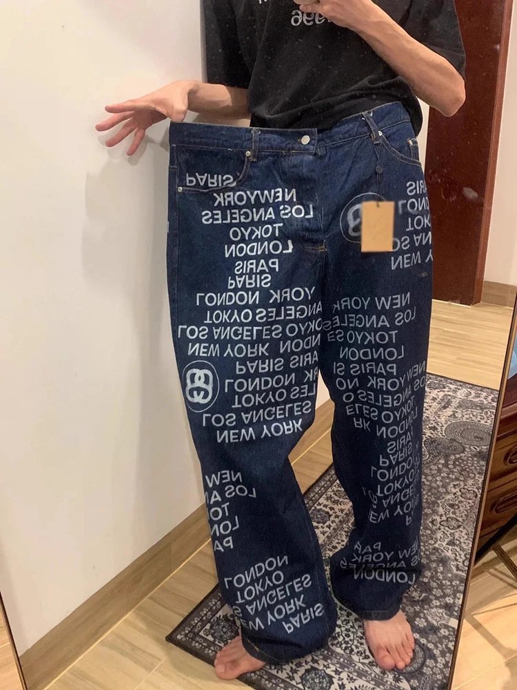 Stussy World Tour Oversized Denim Jeans Blue