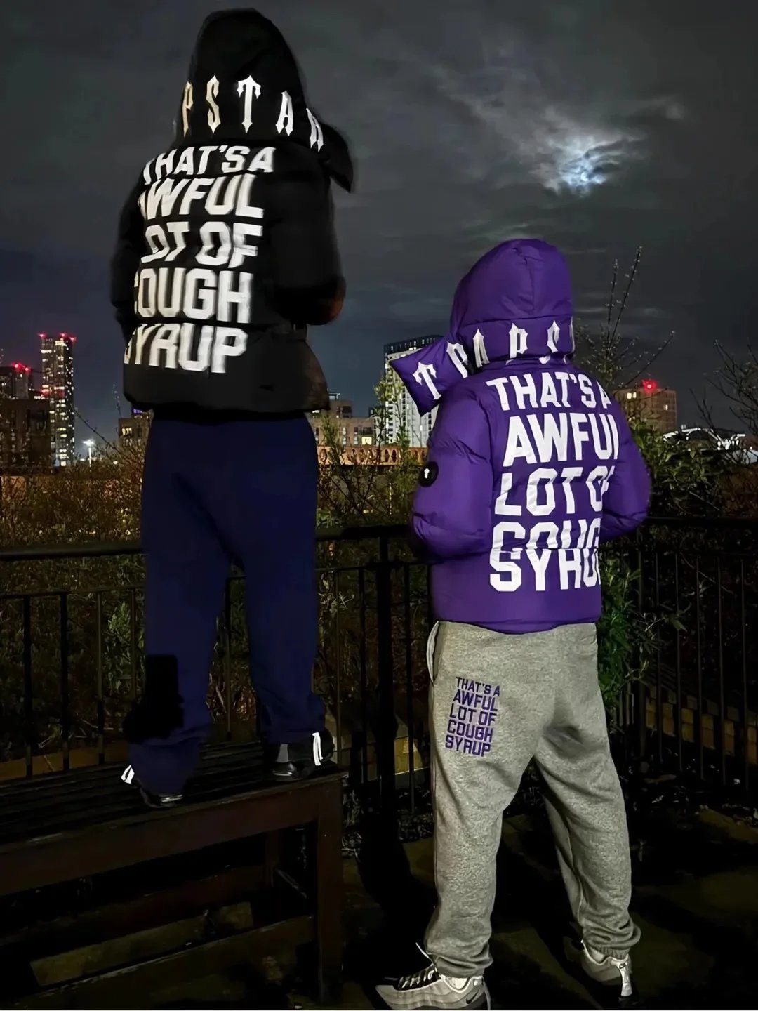 Trapstar That's A Awful Lot Of Cough Syrup Puffer Jacket Purple