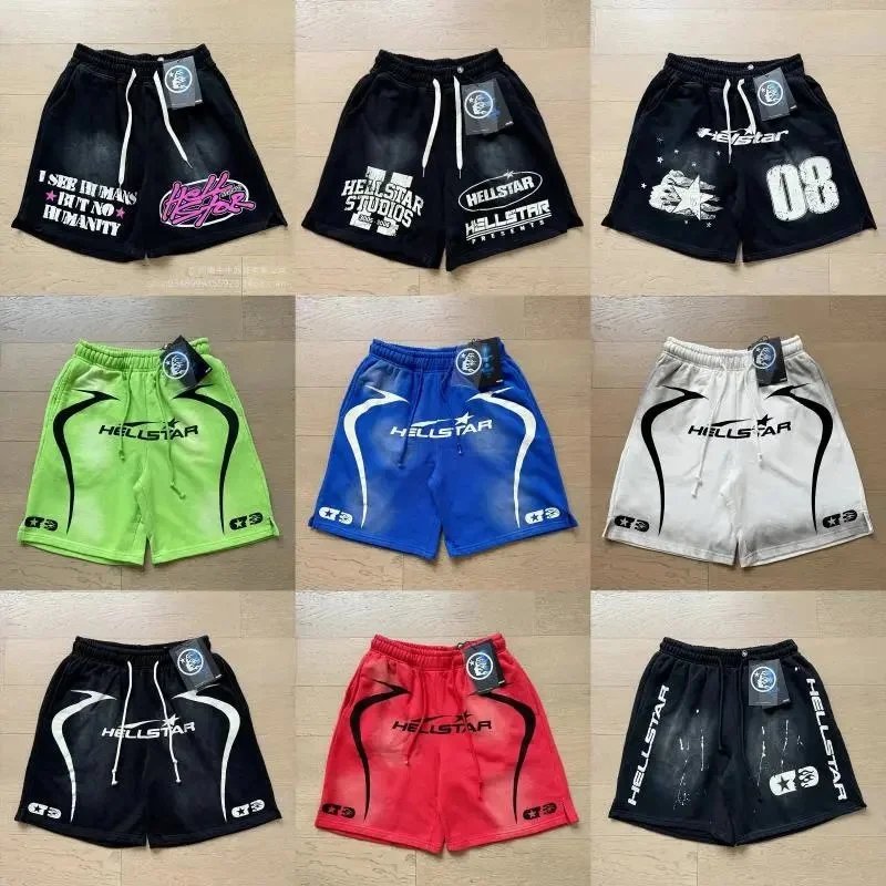 Hellstar Graphic Print Streetwear Shorts Multicolor
