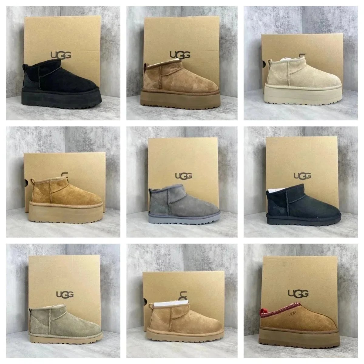 UGG Classic Ultra Mini Platform Chunky Suede Boots Multicolor