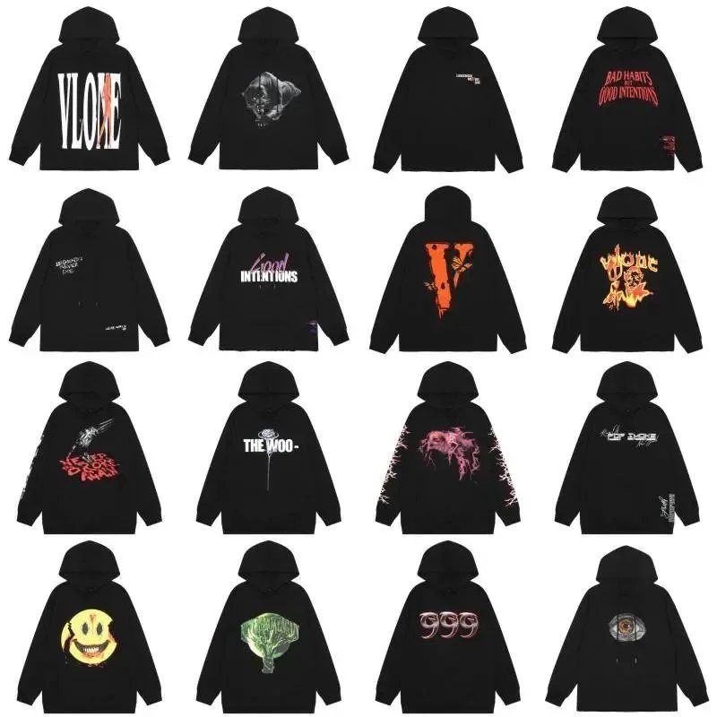 VLONE Graphic Print Streetwear Hoodie Black