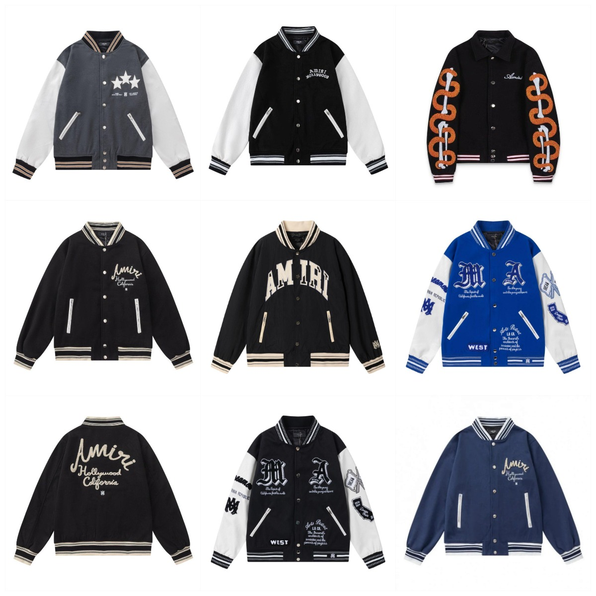 Amiri Varsity Jacket Graphic Streetwear Jacket Multicolor