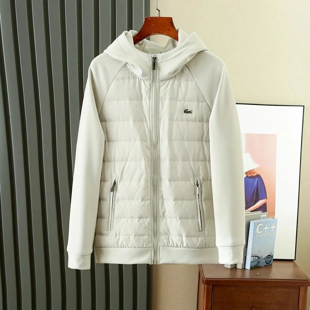 Lacoste Hybrid Puffer Quilted Jacket White