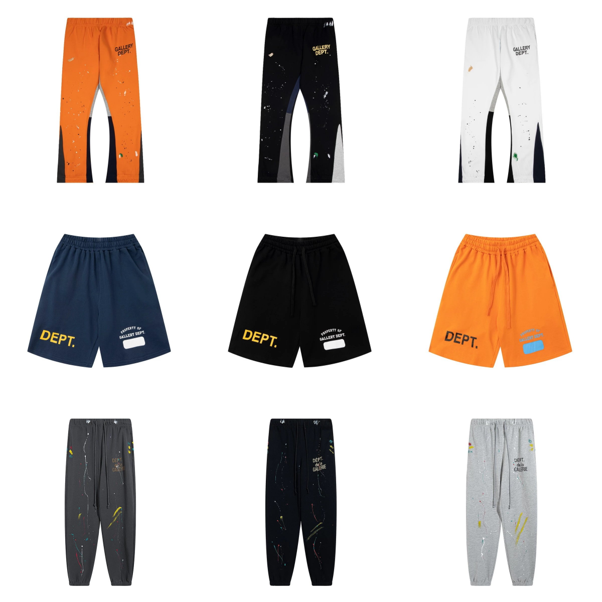 Gallery Dept. Paint Splatter and Logo Streetwear Pants and Shorts Multicolor