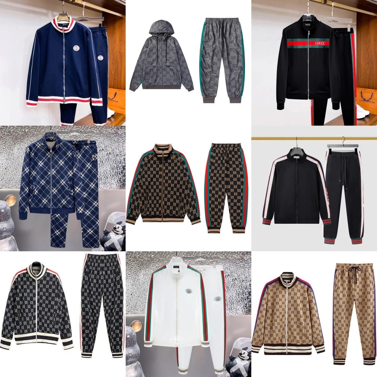 Gucci Monogram Tracksuit Set Casual Matching Set Multicolor