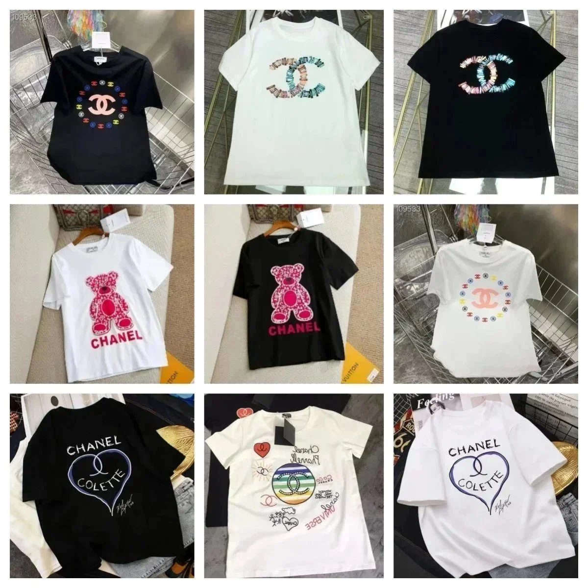Chanel Graphic Print Cotton T-Shirt Multicolor
